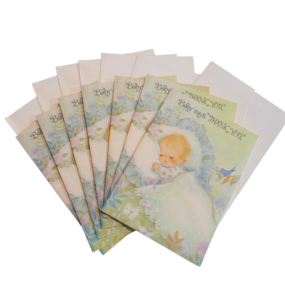 American Greetings Baby Says Thank You Baby Shower‎ Cards Envelopes Set Vintage